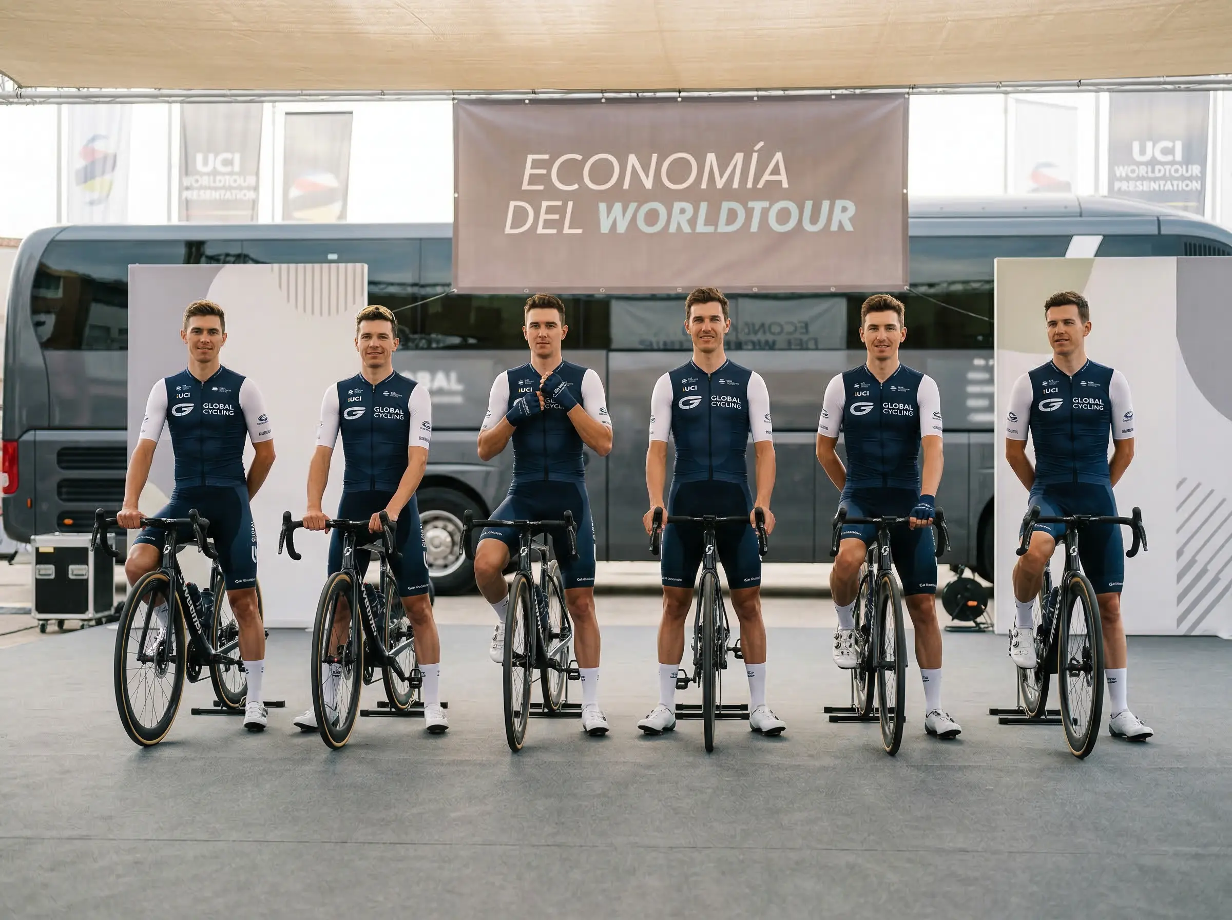 Equipo ciclista profesional del WorldTour presentando sus corredores e indumentaria de temporada