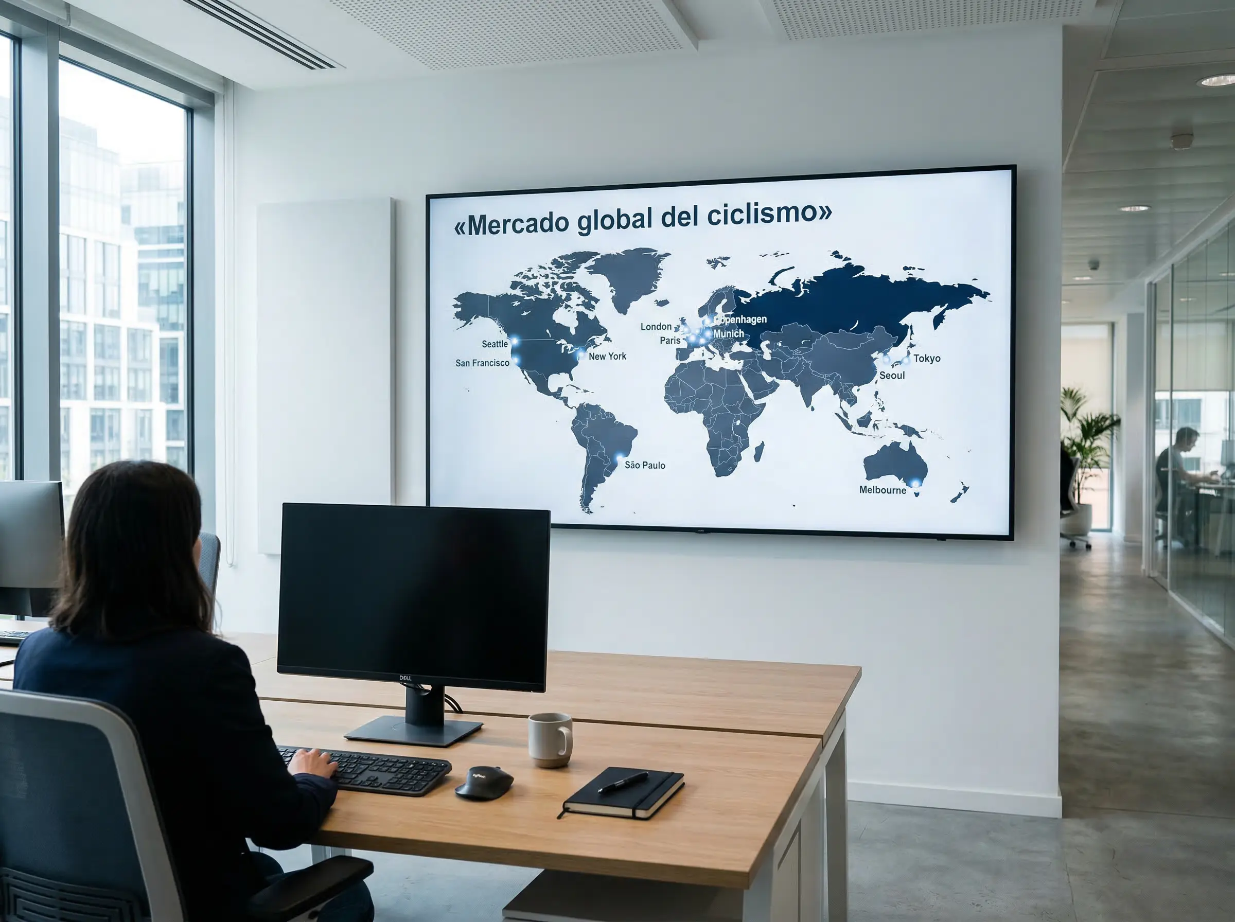 Mapa mundial iluminado representando el mercado global de apuestas deportivas y ciclismo